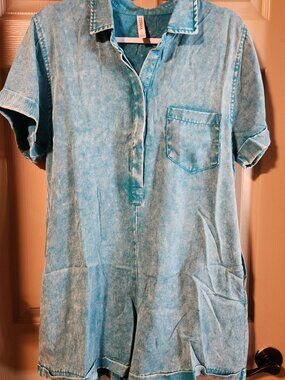 Zenana Teal Romper (DPW-7273Y), size medium, new